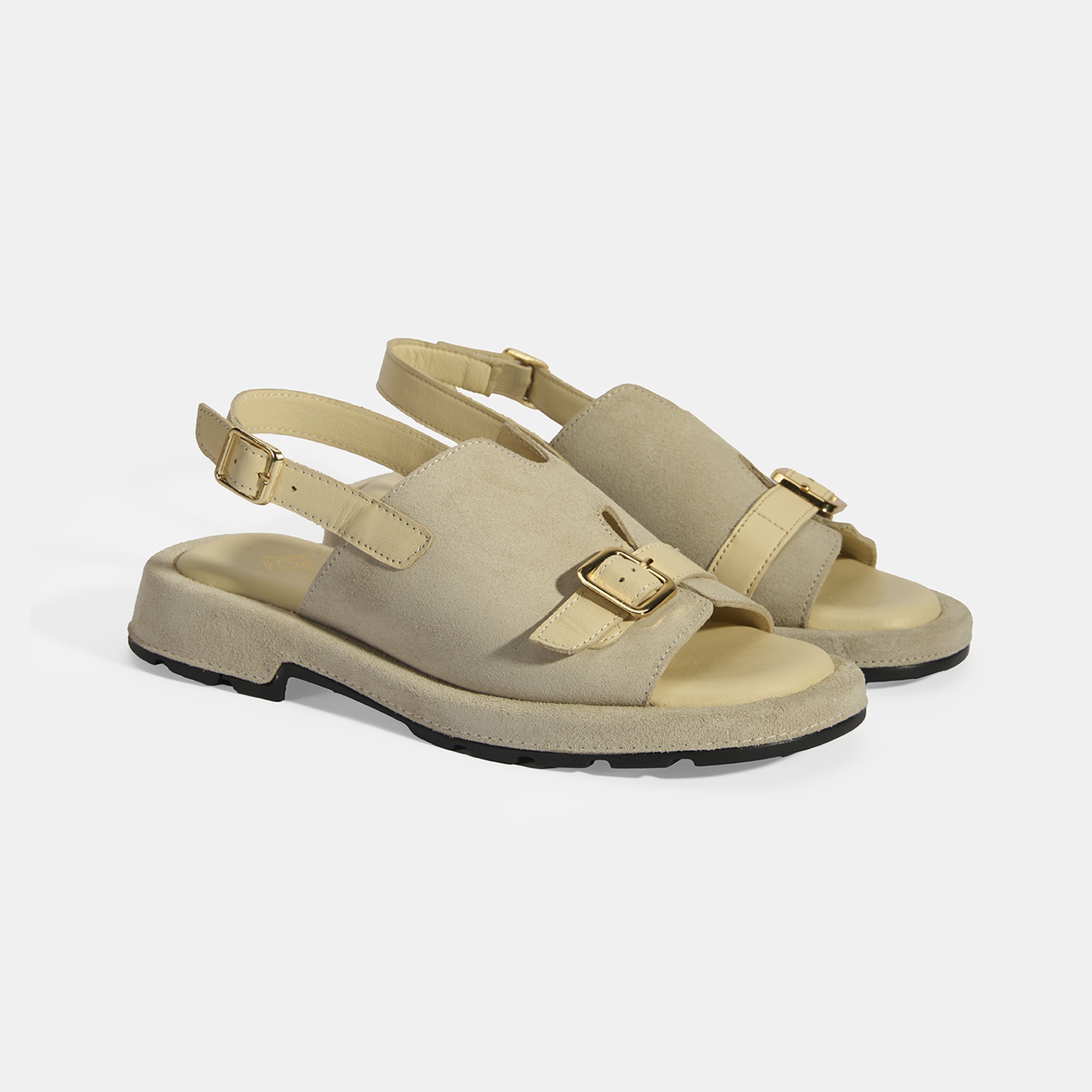 Kadın Bej Süet Tokalı Sandalet