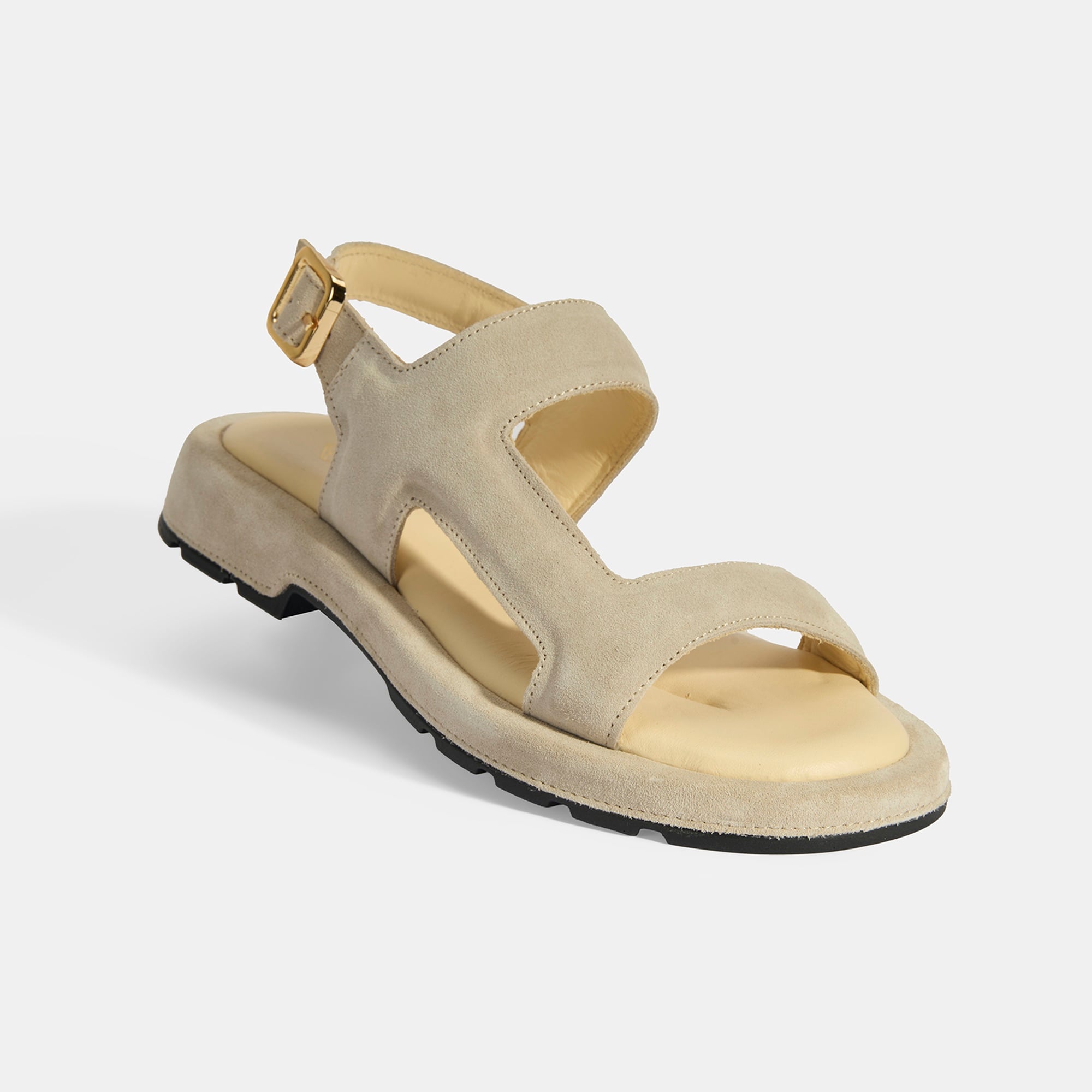 Kadın Bej Süet Tokalı Sandalet