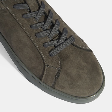  Erkek Gri Bağcıklı Nubuk Deri Günlük Ayakkabı