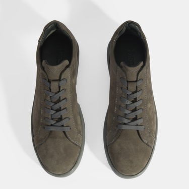  Erkek Gri Bağcıklı Nubuk Deri Günlük Ayakkabı