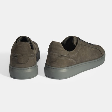  Erkek Gri Bağcıklı Nubuk Deri Günlük Ayakkabı