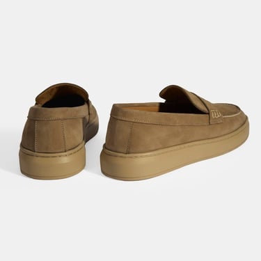  Erkek Bej Slip-On Nubuk Deri Loafer