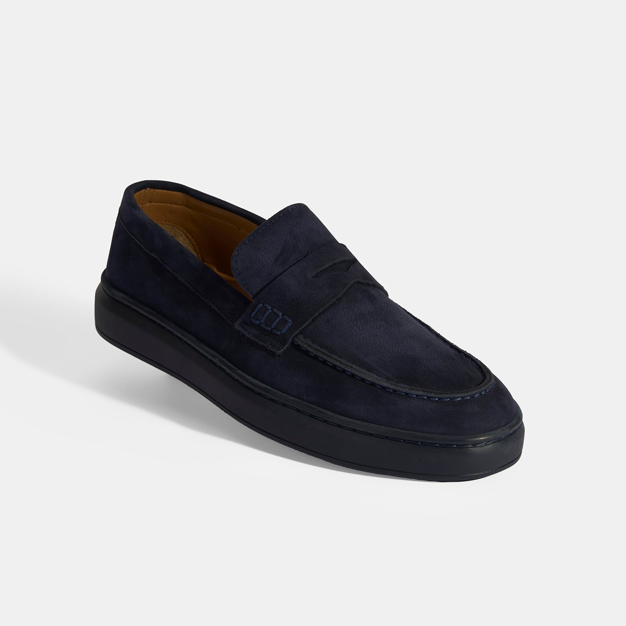 Erkek Lacivert Slip-On Nubuk Deri Loafer