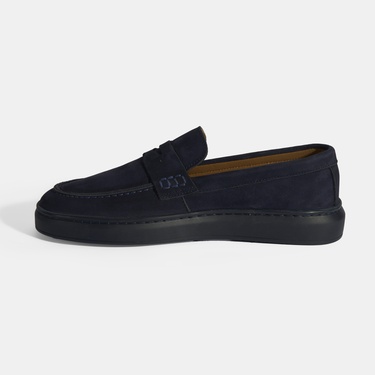  Erkek Lacivert Slip-On Nubuk Deri Loafer