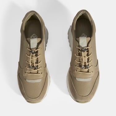  Kadın Vizon Bağcıklı Deri Detaylı Spor Ayakkabı