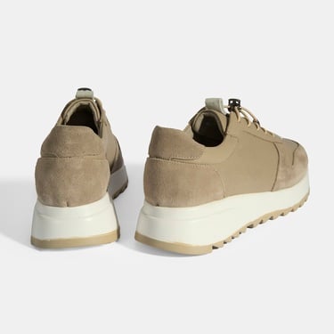  Kadın Vizon Bağcıklı Deri Detaylı Spor Ayakkabı