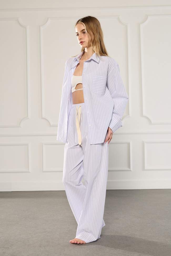  Çizgili Poplin Gömlek