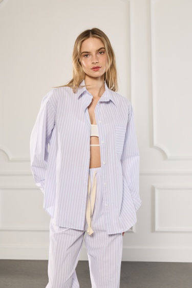  Çizgili Poplin Gömlek