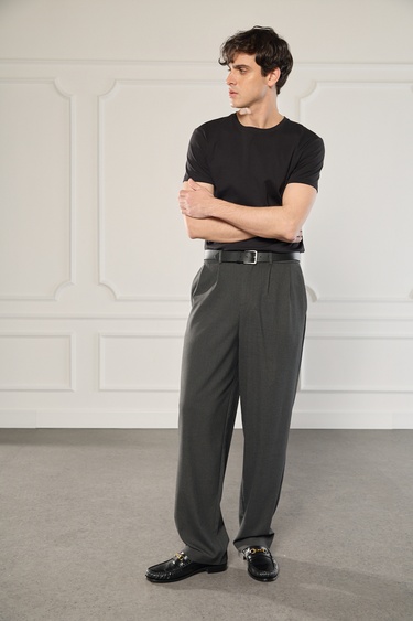  Beli Lastikli Pileli Pantolon