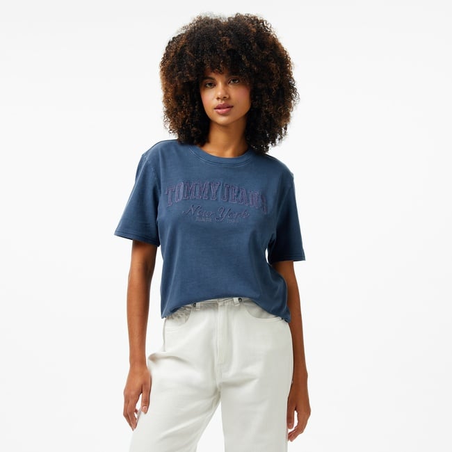  Tommy Jeans Relax Varsity Kadın Lacivert T-Shirt