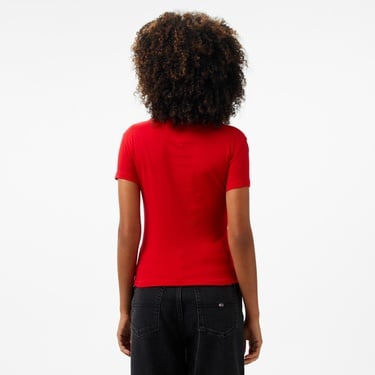  Tommy Jeans Slim Essential Logo Ext Kadın Kırmızı T-Shirt