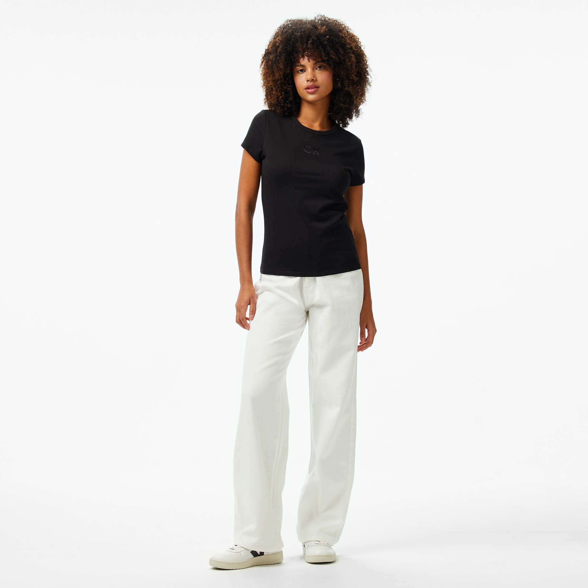 Calvin Klein Slim Kadın Siyah T-Shirt