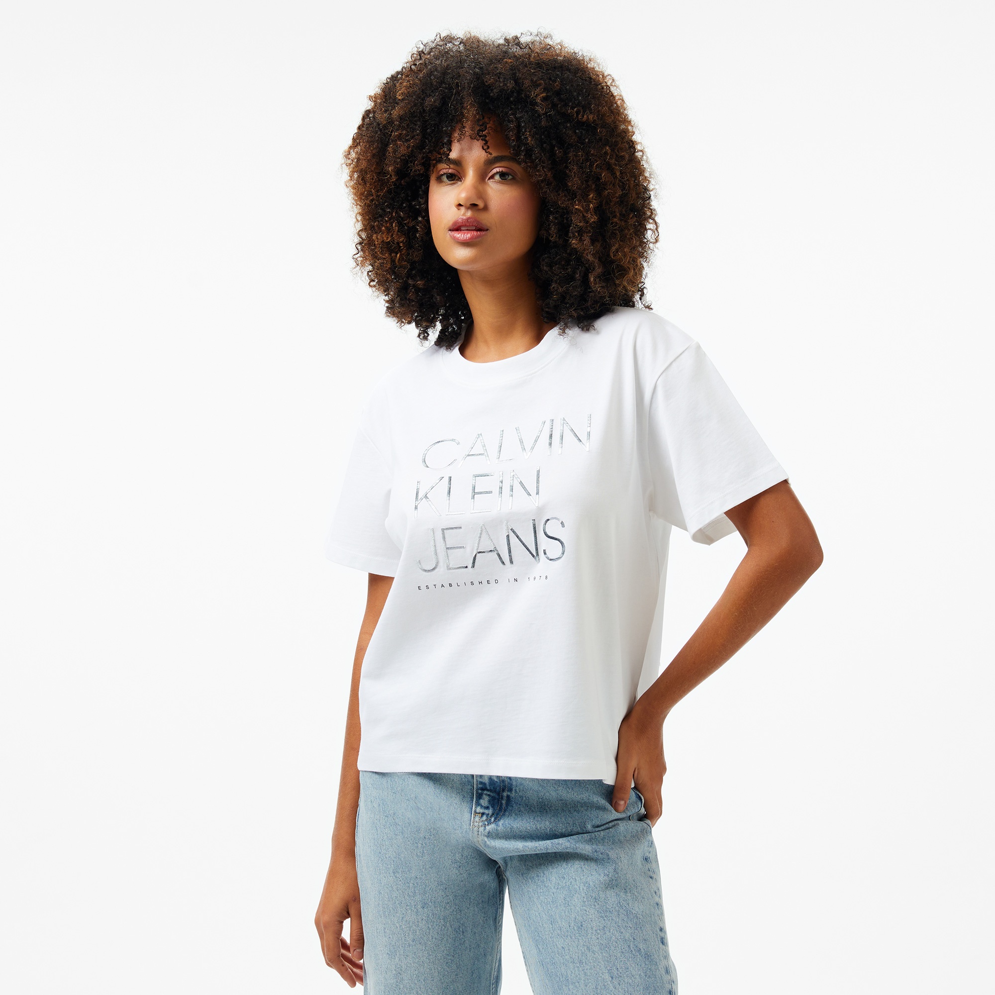 Calvin Klein Kadın Beyaz T-Shirt