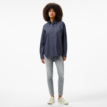  Calvin Klein Woven Label Relaxed Kadın Gri Gömlek