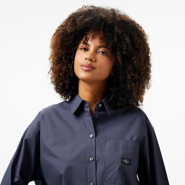  Calvin Klein Woven Label Relaxed Kadın Gri Gömlek