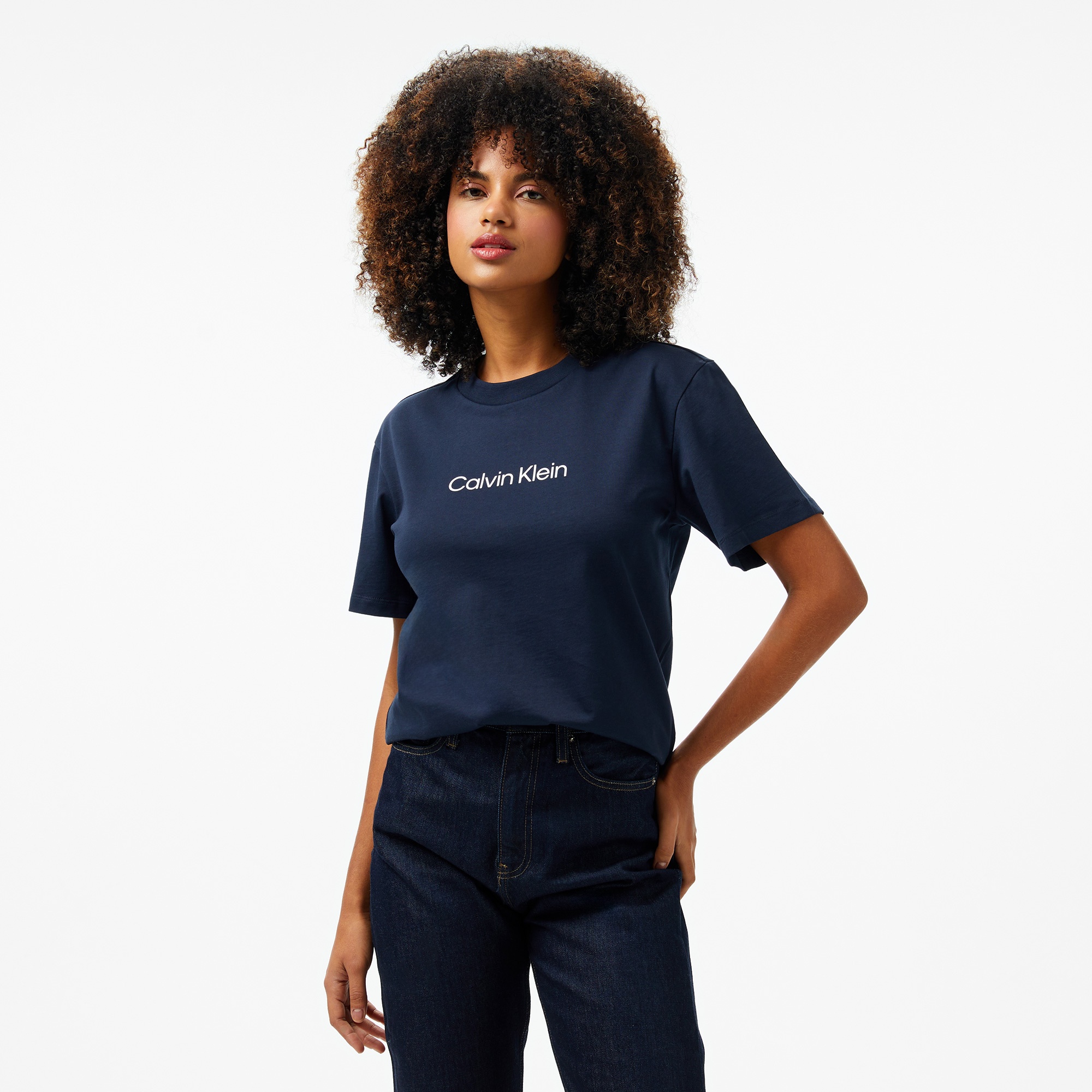 Calvin Klein Hero Logo Regular Kadın Lacivert T-Shirt