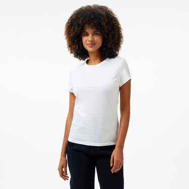  Calvin Klein Satin Slim Kadın Beyaz T-Shirt