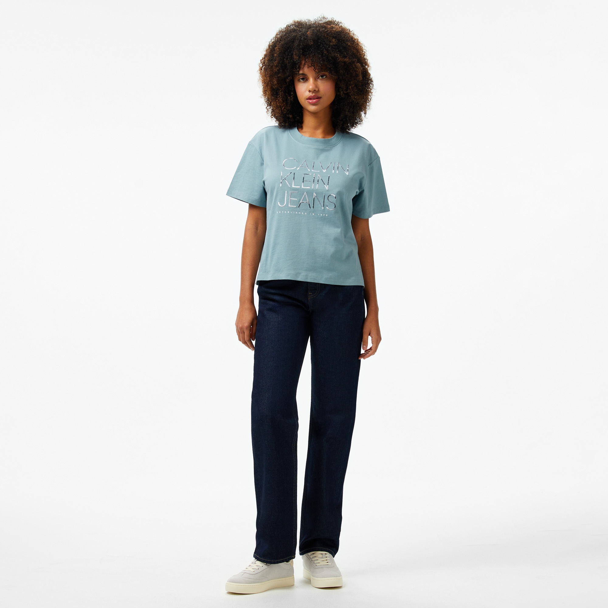 Calvin Klein Kadın Mavi T-Shirt