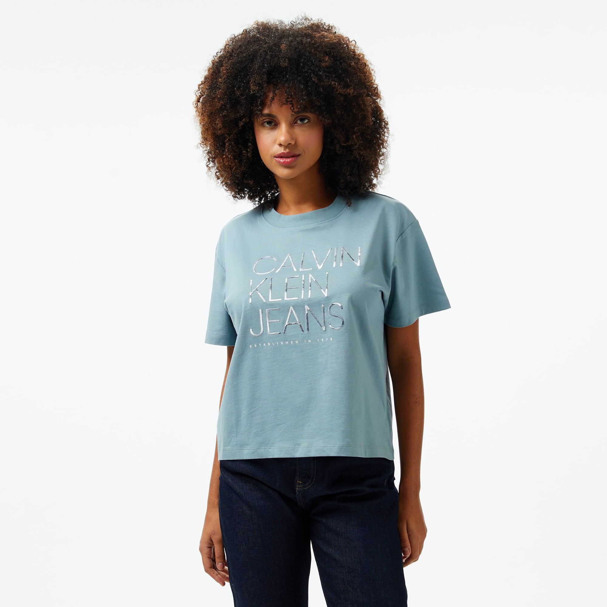 Calvin Klein Kadın Mavi T-Shirt