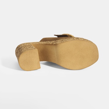  Kadın Taba Ayarlanabilir Toka Detaylı Süet Topuklu Terlik