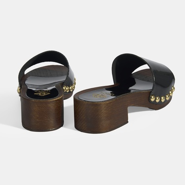  Kadın Siyah Zımba Detaylı Topuklu Terlik