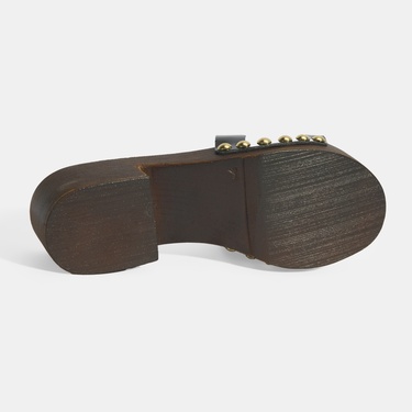  Kadın Siyah Zımba Detaylı Topuklu Terlik