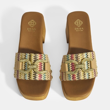  Kadın Çok Renkli Toka Aksesuarlı Topuklu Terlik