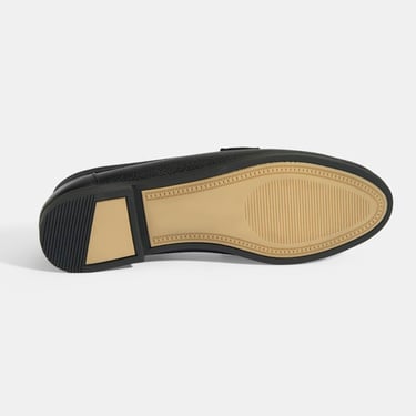  Kadın Siyah Slip-On Deri Loafer
