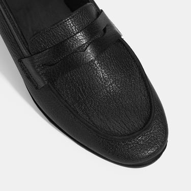  Kadın Siyah Slip-On Deri Loafer