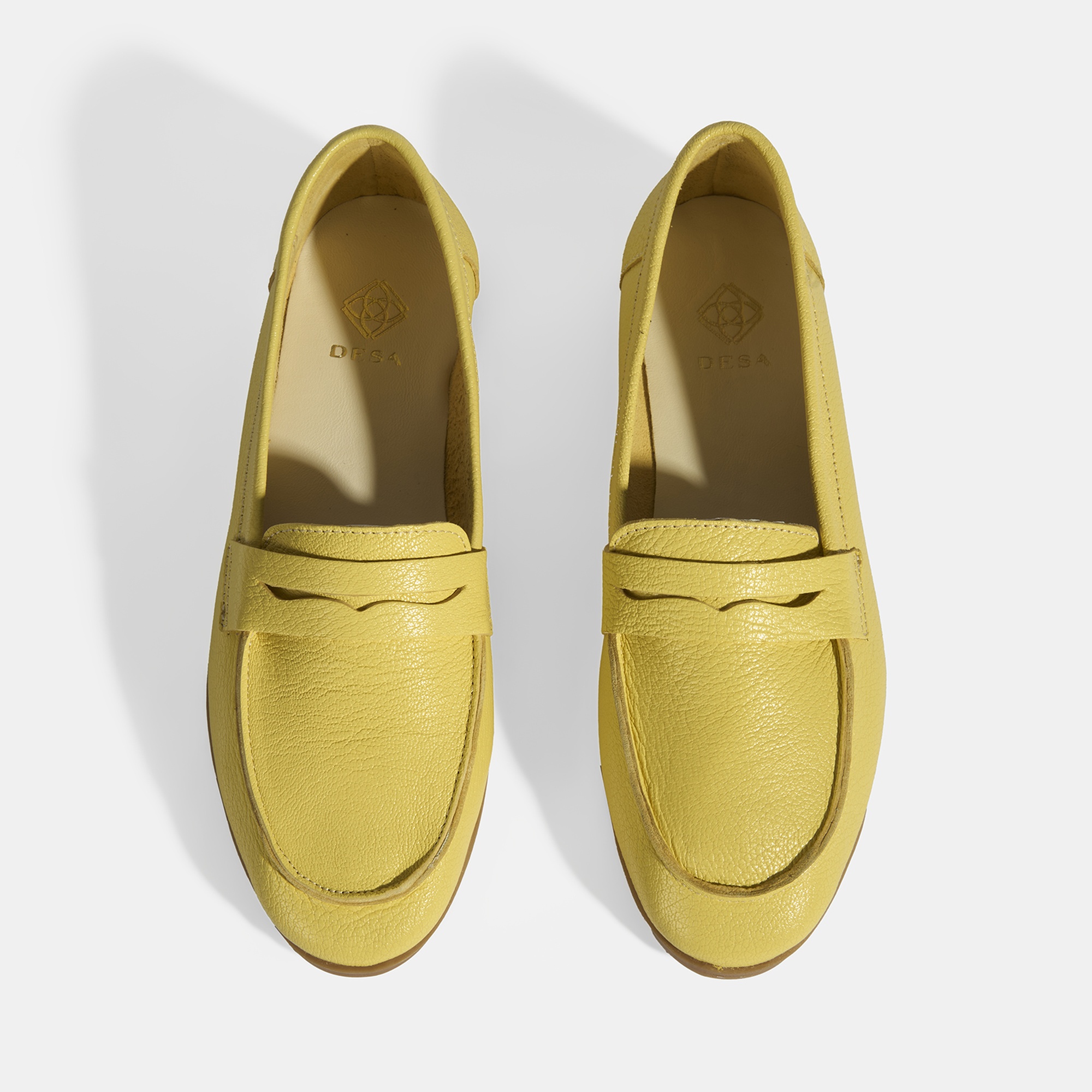 Kadın Sarı Slip-On Deri Loafer