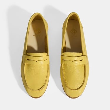  Kadın Sarı Slip-On Deri Loafer
