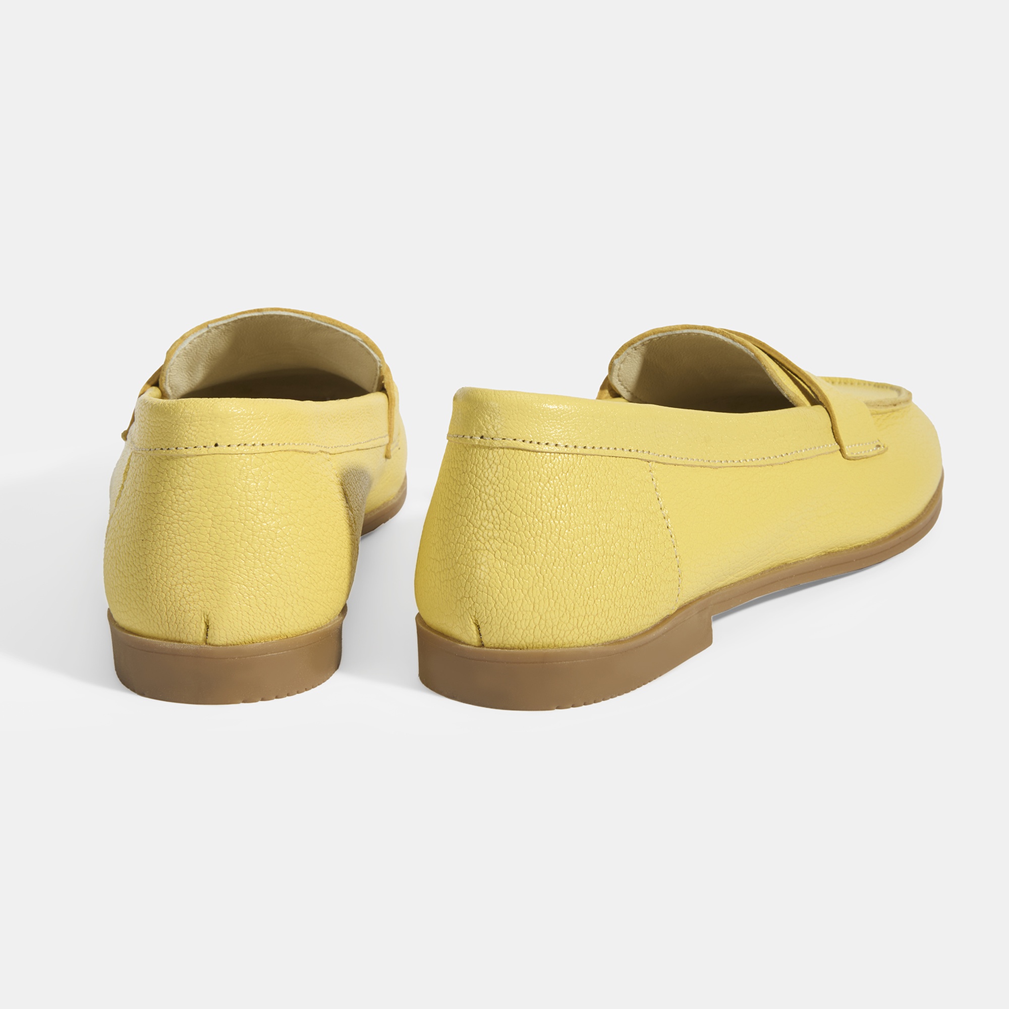 Kadın Sarı Slip-On Deri Loafer