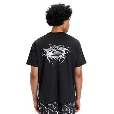  Quiksilver Mercury Chrome Lightning Erkek Siyah Tişört