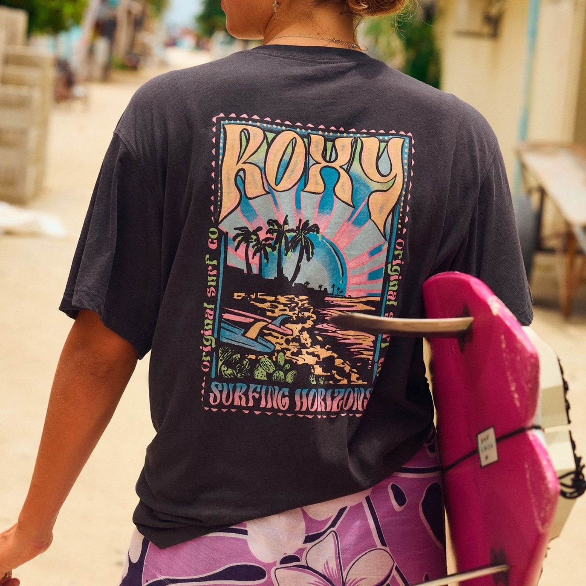 Roxy Sunnyoversize Optic Wash Kadın Siyah Tişört