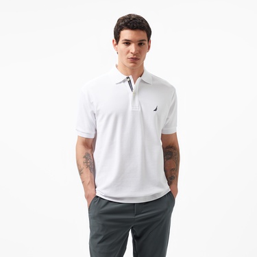  Nautica Erkek Classic Fit Beyaz Kısa Kollu Polo Yaka T-Shirt