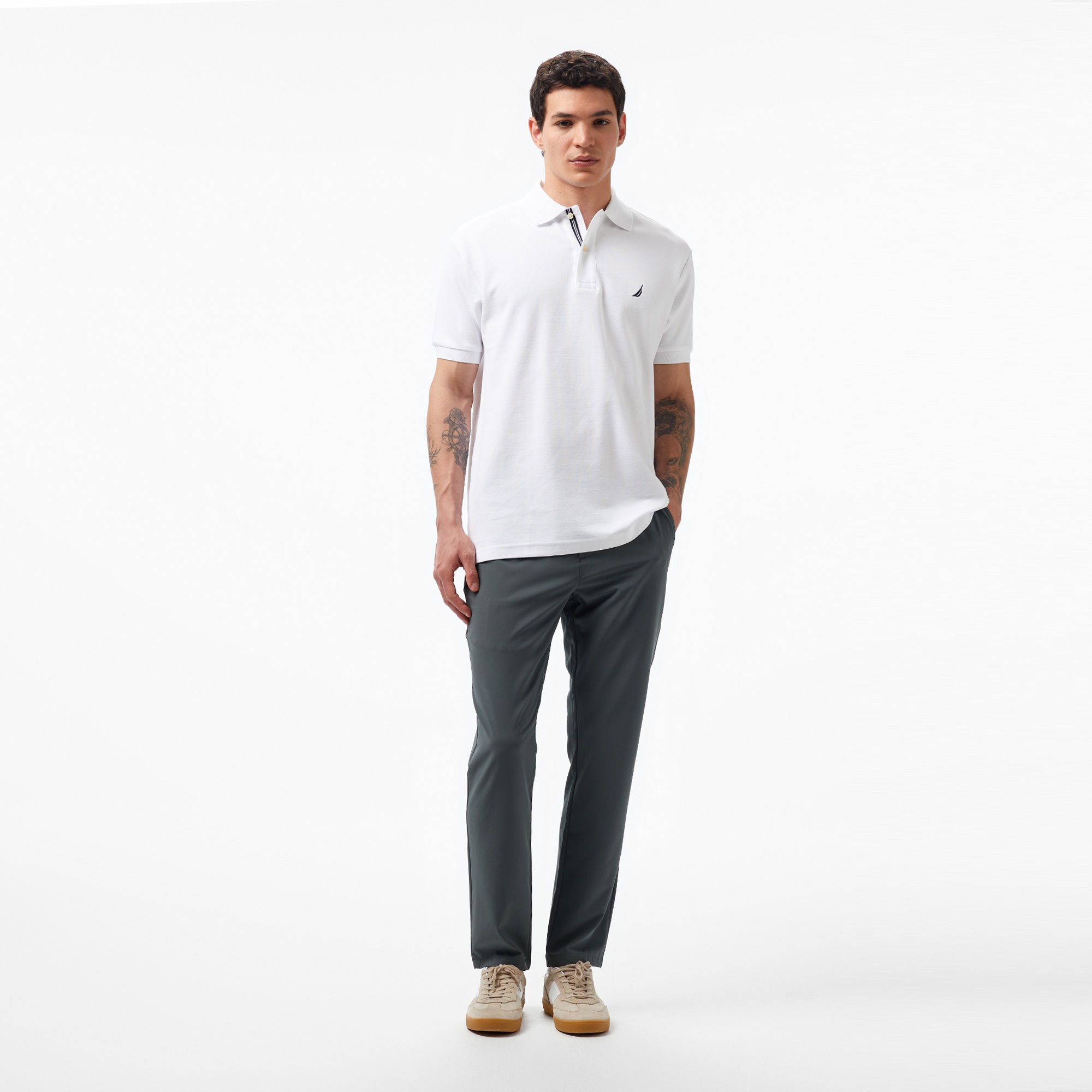 Nautica Erkek Classic Fit Beyaz Kısa Kollu Polo Yaka T-Shirt