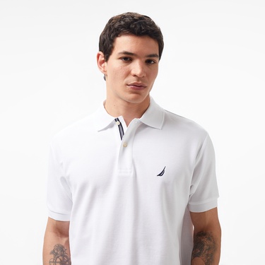  Nautica Erkek Classic Fit Beyaz Kısa Kollu Polo Yaka T-Shirt