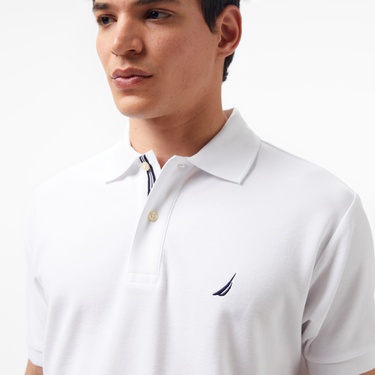  Nautica Erkek Classic Fit Beyaz Kısa Kollu Polo Yaka T-Shirt