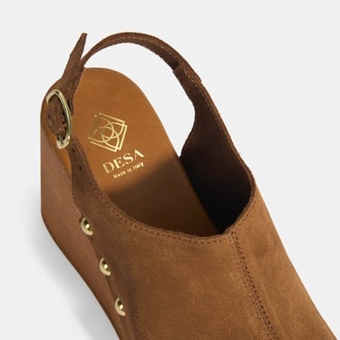  Kadın Taba Ayarlanabilir Toka Detaylı Süet Dolgu Topuklu Sandalet