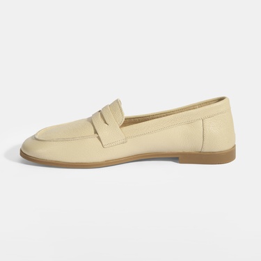  Kadın Bej Slip-On Deri Loafer