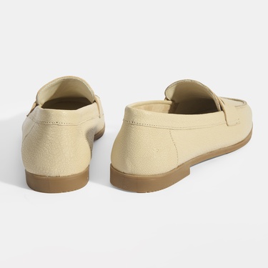  Kadın Bej Slip-On Deri Loafer