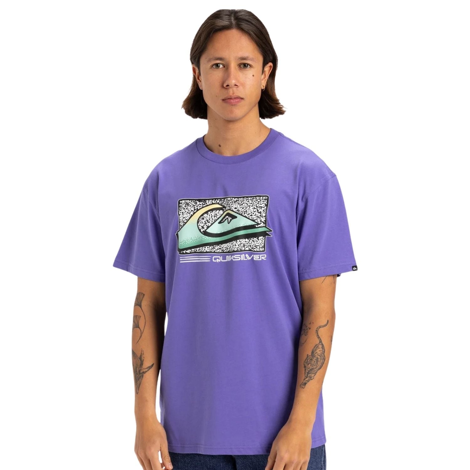  Quiksilver Retro Fade Erkek Mor Tişört