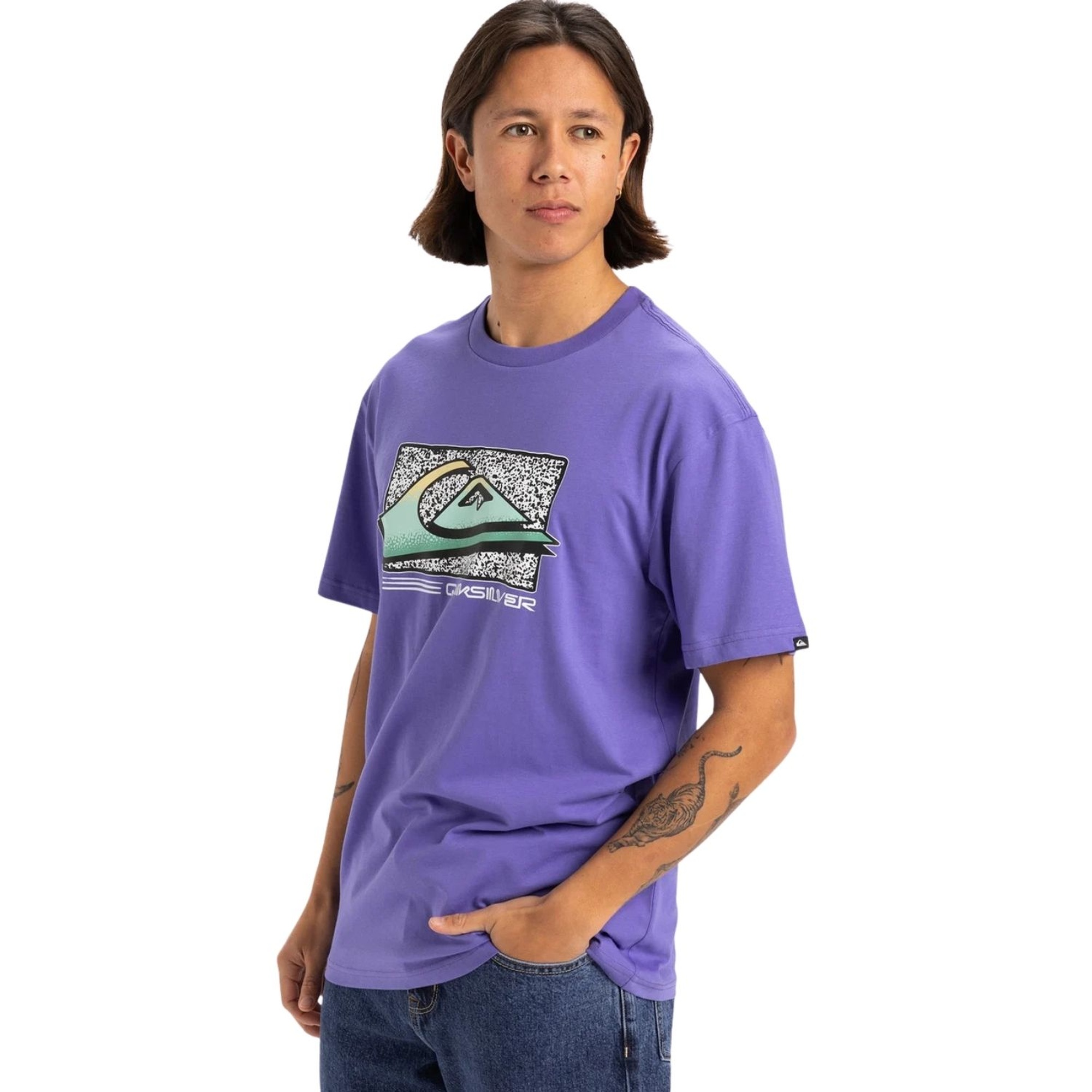 Quiksilver Retro Fade Erkek Mor Tişört