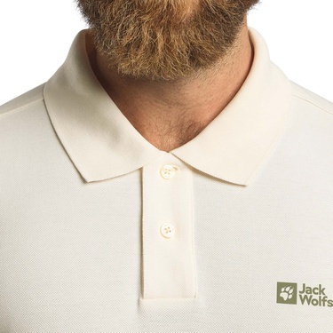  Jack Wolfskin Essential Polo Erkek Beyaz Polo Tişört
