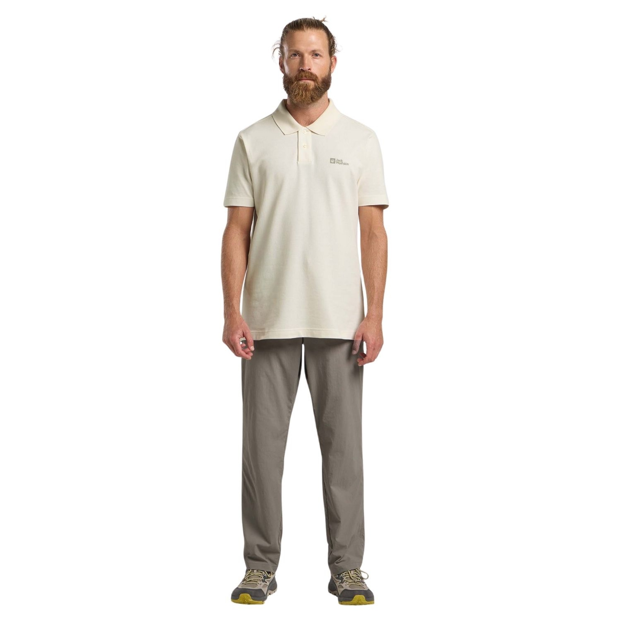 Jack Wolfskin Essential Polo Erkek Beyaz Polo Tişört