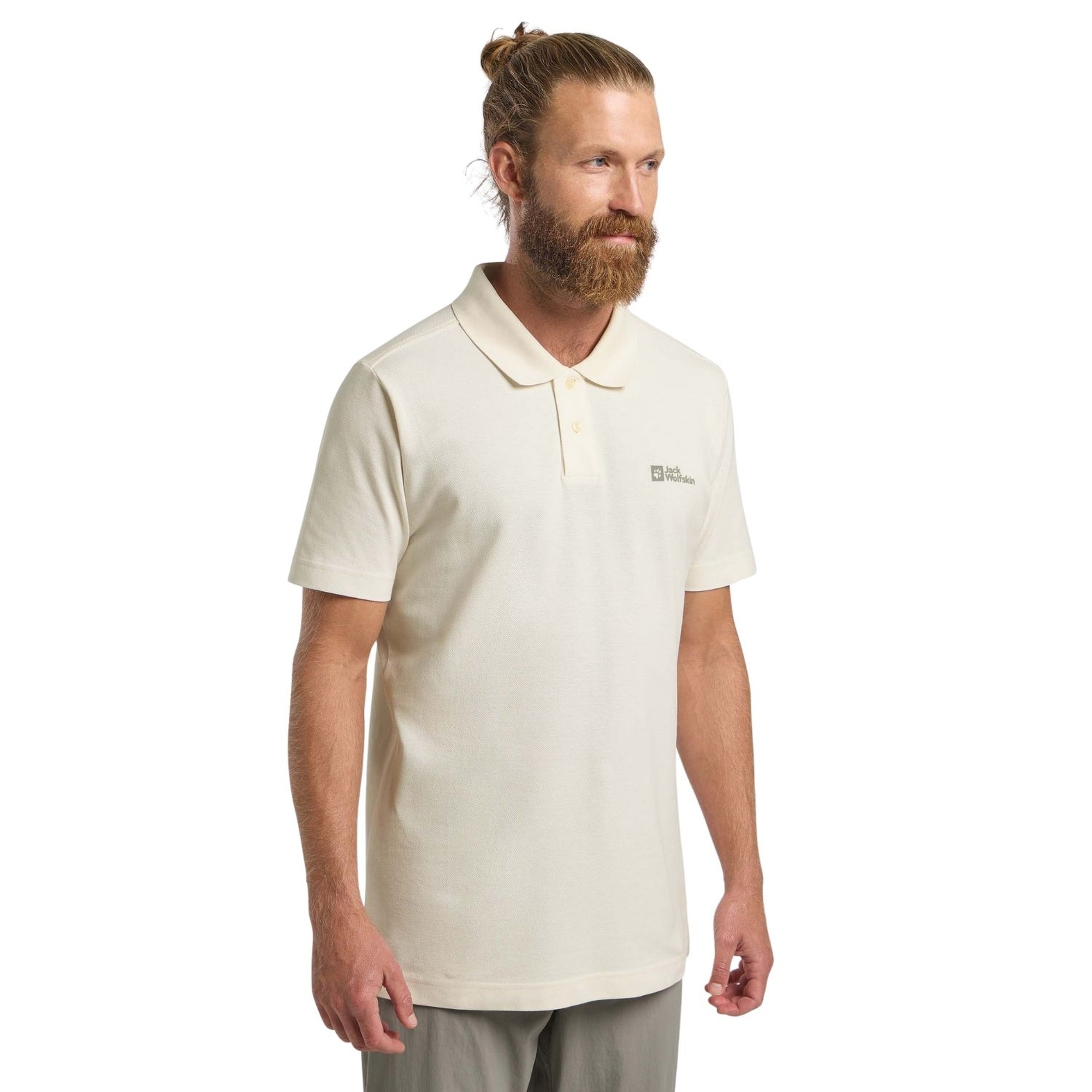 Jack Wolfskin Essential Polo Erkek Beyaz Polo Tişört