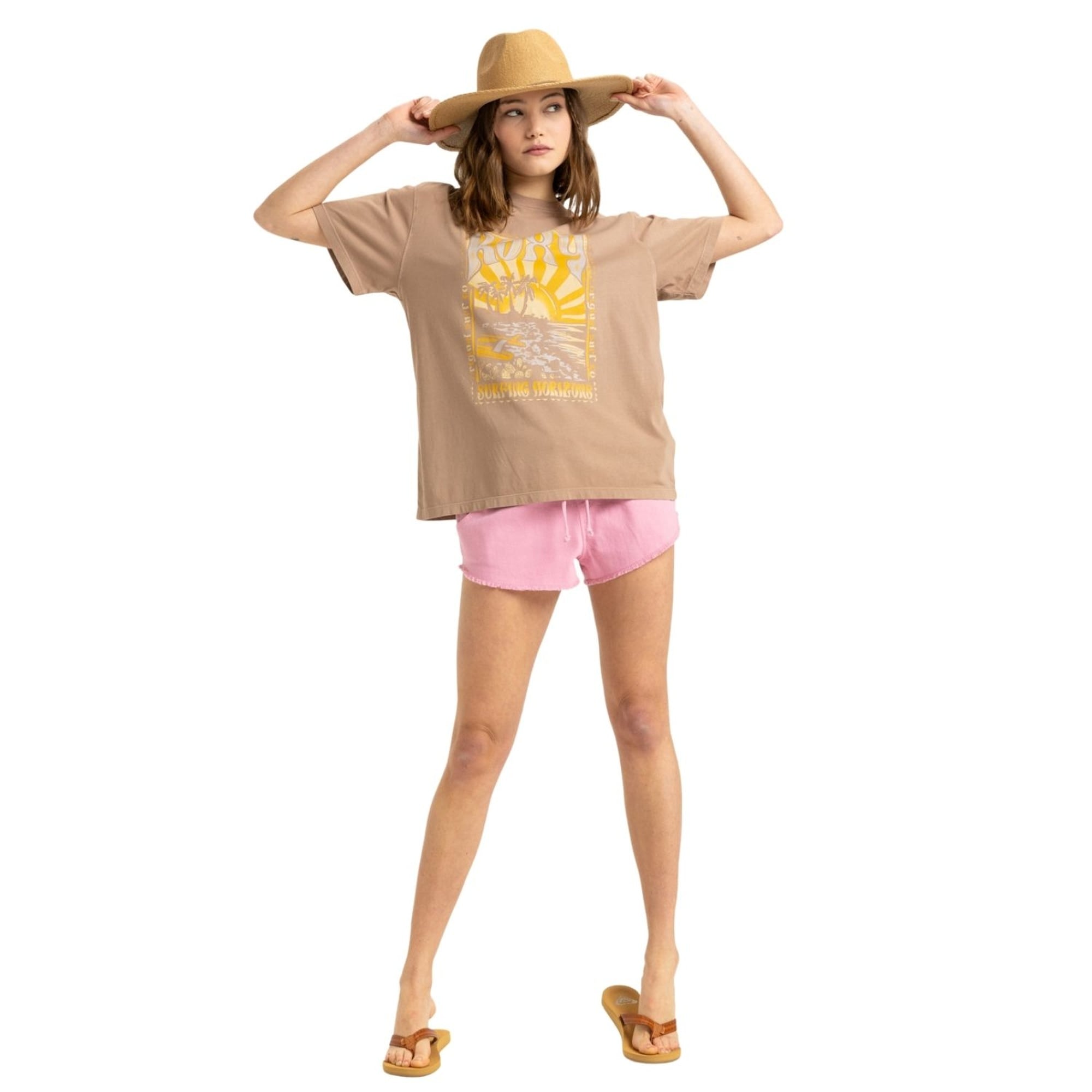 Roxy Sunnyoversize Enzyme Wash Kadın Kahverengi Tişört