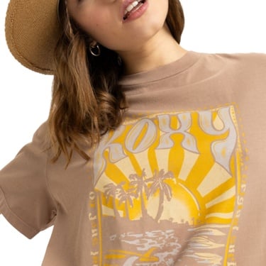  Roxy Sunnyoversize Enzyme Wash Kadın Kahverengi Tişört