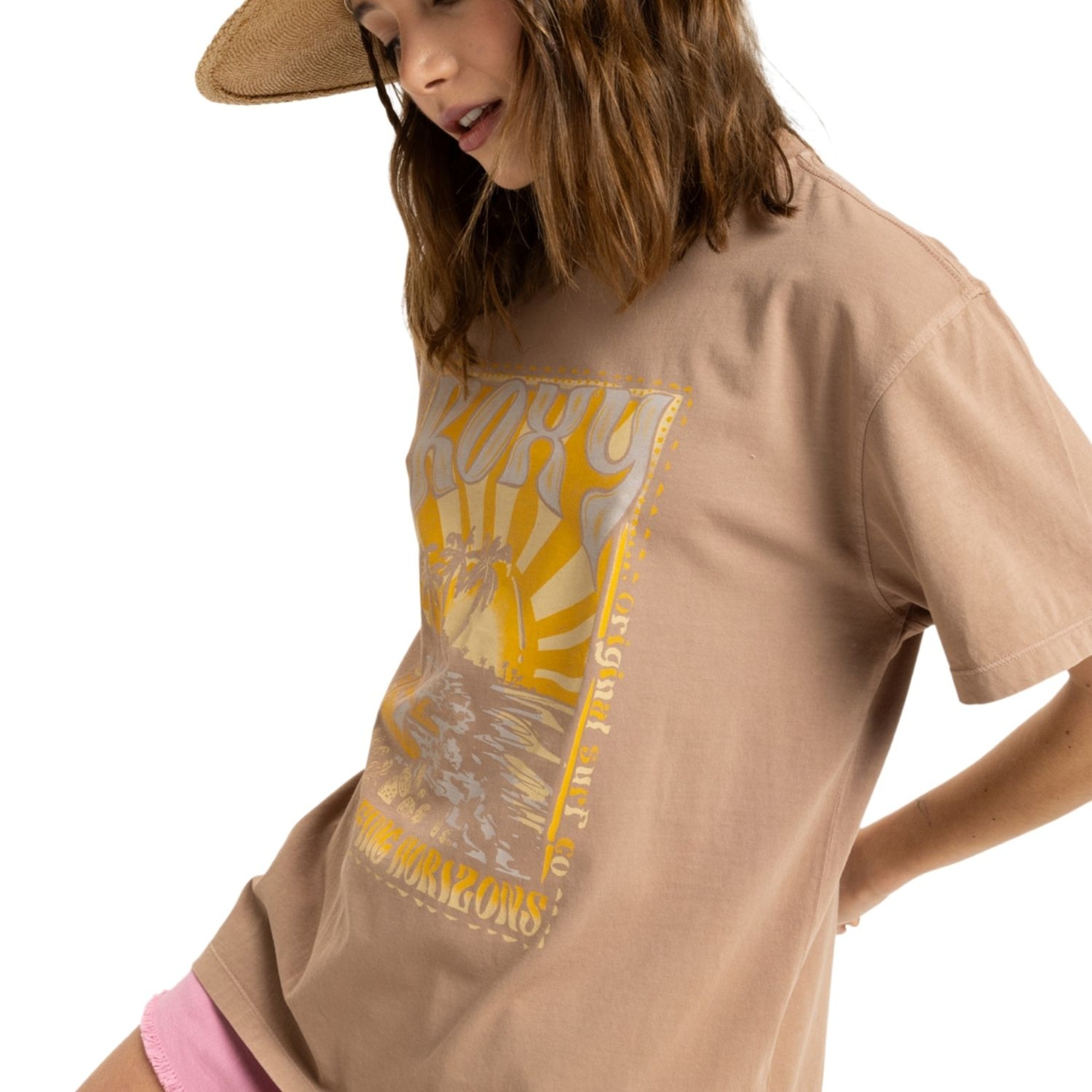 Roxy Sunnyoversize Enzyme Wash Kadın Kahverengi Tişört