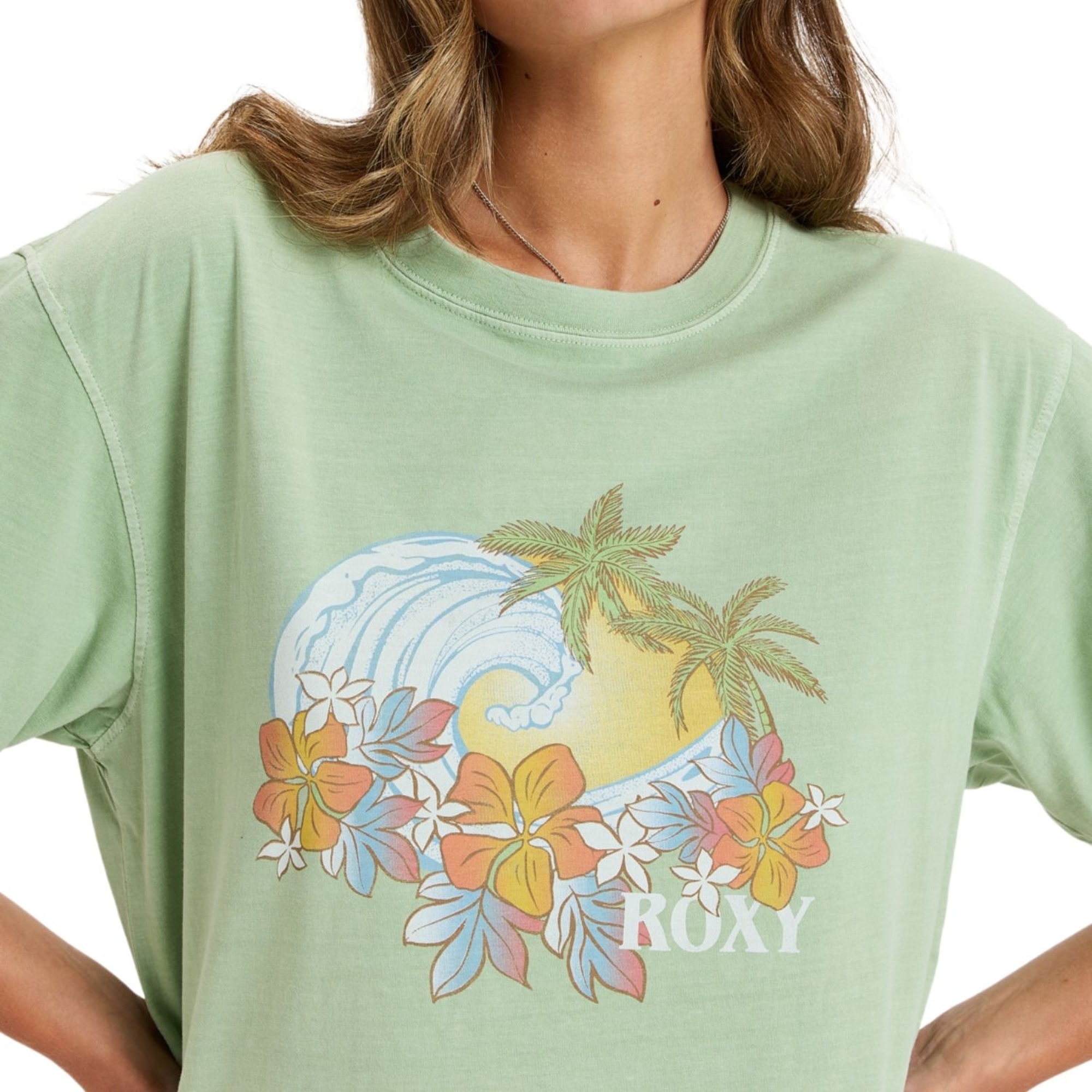 Roxy Sunnyoversize Enzyme Wash Kadın Yeşil Tişört